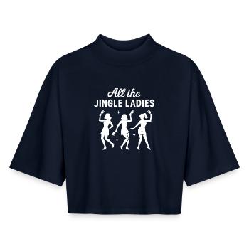 Alle The Jingle Ladies Weihnachtsspaß - Boxy Frauen Recyceltes 1/2 Sleeved T-Shirt by Stanley/Stella - Navy - Vorne - AI Model Female 172 light (172cm)