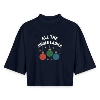 Alle The Jingle Ladies Christmas Fun Design - Boxy Frauen Recyceltes 1/2 Sleeved T-Shirt by Stanley/Stella - Navy - Vorne - AI Model Female 172 light (172cm)