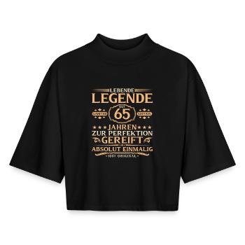 65th Birthday - Living Legend for 65 Years - Boxy Women's Recycled 1/2 Sleeved T-Shirt by Stanley/Stella - black - Front - AI Model Female 172 light (172cm)
