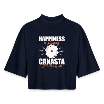 Canasta Glück: Mit den Mädels Karten spielen - Boxy Frauen Recyceltes 1/2 Sleeved T-Shirt by Stanley/Stella - Navy - Vorne - AI Model Female 172 light (172cm)