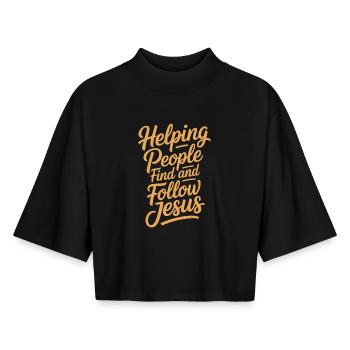 Aider les gens à trouver et à suivre Jésus - T-shirt femme coupe boxy recyclé manches mi-longues Stanley/Stella - noir - Devant - AI Model Female 172 light (172cm)