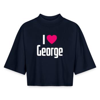 I Love George Pink Heart I Love George - Boxy Women's Recycled 1/2 Sleeved T-Shirt by Stanley/Stella - navy - Front - AI Model Female 172 light (172cm)