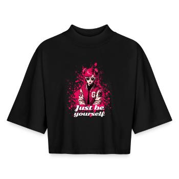 Pink Schoolgirl – Just Be Yourself  - Boxy Frauen Recyceltes 1/2 Sleeved T-Shirt by Stanley/Stella - Schwarz - Vorne - AI Model Female 172 light (172cm)