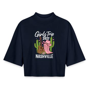 Girls Trip Nashville 2027 - Boxy Frauen Recyceltes 1/2 Sleeved T-Shirt by Stanley/Stella - Navy - Vorne - AI Model Female 172 light (172cm)