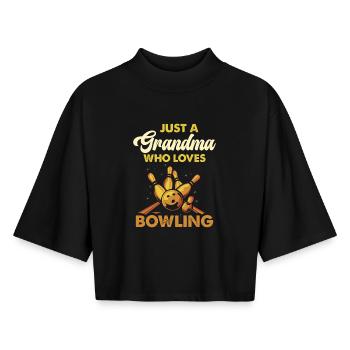 Bowling Grandma Loves Bowling - Boxy Women's Recycled 1/2 Sleeved T-Shirt by Stanley/Stella - black - Front - AI Model Female 172 light (172cm)