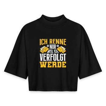 Postman I ONLY RUN WHEN I'M BEING FOLLOWED - Boxy Women's Recycled 1/2 Sleeved T-Shirt by Stanley/Stella - black - Front - AI Model Female 172 light (172cm)
