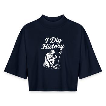 Ich mag Geschichte Metallsuche - Boxy Frauen Recyceltes 1/2 Sleeved T-Shirt by Stanley/Stella - Navy - Vorne - AI Model Female 172 light (172cm)