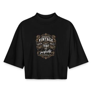 40th birthday 1986 - Boxy Women's Recycled 1/2 Sleeved T-Shirt by Stanley/Stella - black - Front - AI Model Female 172 light (172cm)