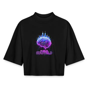 Je suis le paysage urbain - Cerveau néon - T-shirt femme coupe boxy recyclé manches mi-longues Stanley/Stella - noir - Devant - AI Model Female 172 light (172cm)