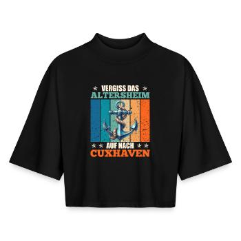 Nordsee VERGISS DAS ALTERSHEIM AUF NACH - Boxy Frauen Recyceltes 1/2 Sleeved T-Shirt by Stanley/Stella - Schwarz - Vorne - AI Model Female 172 light (172cm)