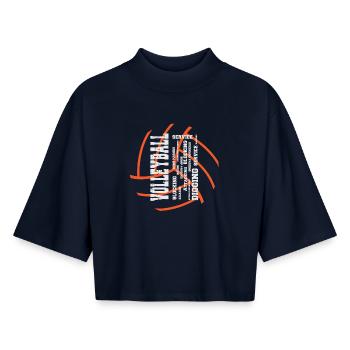 Basket-ball Joueurs de basket-ball - T-shirt femme coupe boxy recyclé manches mi-longues Stanley/Stella - marine - Devant - AI Model Female 172 light (172cm)