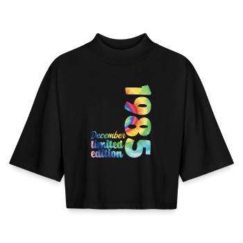 Geburtstag Dezember 1985 Geschenk Tie And Dye T-Shirt - Boxy Frauen Recyceltes 1/2 Sleeved T-Shirt by Stanley/Stella - Schwarz - Vorne - AI Model Female 172 light (172cm)