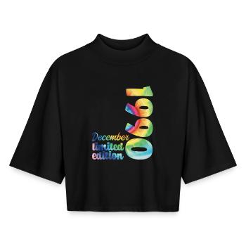 Geburtstag Dezember 1990 Geschenk Tie And Dye T-Shirt - Boxy Frauen Recyceltes 1/2 Sleeved T-Shirt by Stanley/Stella - Schwarz - Vorne - AI Model Female 172 light (172cm)