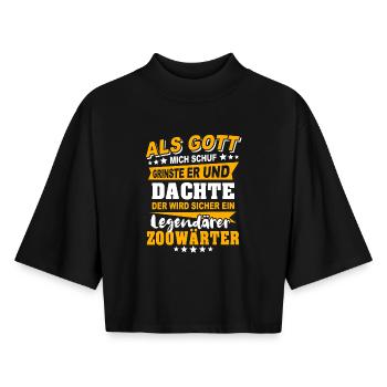 Dictons des gardiens de zoo - T-shirt femme coupe boxy recyclé manches mi-longues Stanley/Stella - noir - Devant - AI Model Female 172 light (172cm)
