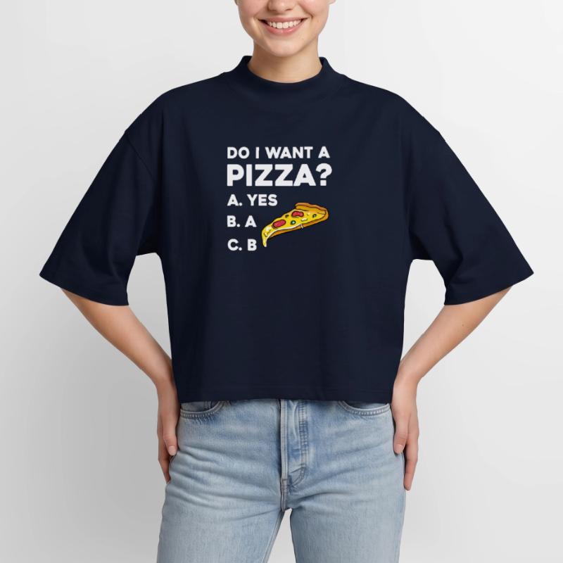 Pizza Frage: Ja oder Nein T-shirt femme coupe boxy recyclé manches mi-longues Stanley/Stella