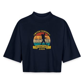 Buen Camino 2026 | Jakobsweg, Pilger, Santiago - Boxy Frauen Recyceltes 1/2 Sleeved T-Shirt by Stanley/Stella - Navy - Vorne - AI Model Female 172 light (172cm)