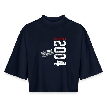 21e anniversaire Original Décembre Volume 2004 - T-shirt femme coupe boxy recyclé manches mi-longues Stanley/Stella - marine - Devant - AI Model Female 172 light (172cm)