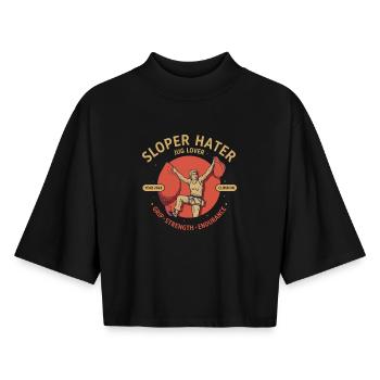 Sloper Hater Jug Lover Climb beim Design 2024 - Boxy Frauen Recyceltes 1/2 Sleeved T-Shirt by Stanley/Stella - Schwarz - Vorne - AI Model Female 172 light (172cm)