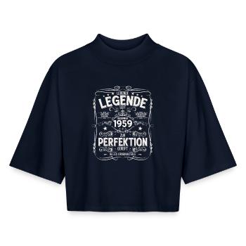 66th Birthday Vintage December Vintage 1959 - Boxy Women's Recycled 1/2 Sleeved T-Shirt by Stanley/Stella - navy - Front - AI Model Female 172 light (172cm)