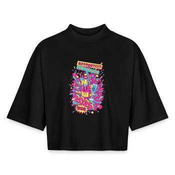 Santé au design de célébration du Nouvel An 2026 - T-shirt femme coupe boxy recyclé manches mi-longues Stanley/Stella - noir - Devant - AI Model Female 172 light (172cm)