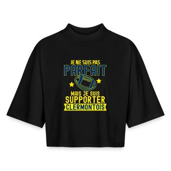 Supporter Clermont Clermontois Rugby Club - Boxy Women's Recycled 1/2 Sleeved T-Shirt by Stanley/Stella - black - Front - AI Model Female 172 light (172cm)