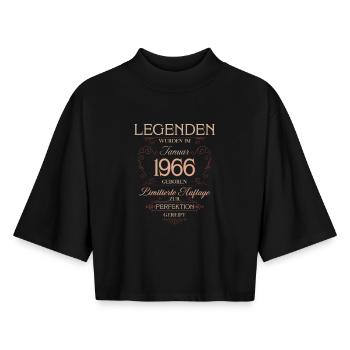 Légende du 60e anniversaire janvier 1966 - T-shirt femme coupe boxy recyclé manches mi-longues Stanley/Stella - noir - Devant - AI Model Female 172 light (172cm)
