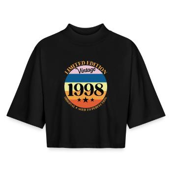 1998 Vintage Birthday Gift 98 Birthday - Boxy Women's Recycled 1/2 Sleeved T-Shirt by Stanley/Stella - black - Front - AI Model Female 172 light (172cm)