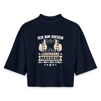 Masseur Sprüche - Boxy Frauen Recyceltes 1/2 Sleeved T-Shirt by Stanley/Stella - Navy - Vorne - AI Model Female 172 light (172cm)