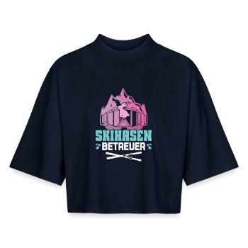 Skilehrer SKIHASEN BETREUER Skifahren Lustiges - Boxy Frauen Recyceltes 1/2 Sleeved T-Shirt by Stanley/Stella - Navy - Vorne - AI Model Female 172 light (172cm)