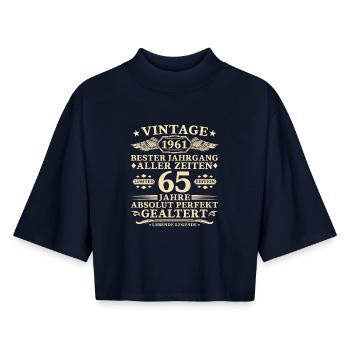 65 Years Perfectly Aged 1961 Vintage - Boxy Women's Recycled 1/2 Sleeved T-Shirt by Stanley/Stella - navy - Front - AI Model Female 172 light (172cm)