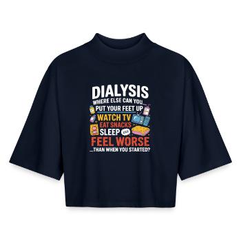 Dialysis Everyday Life: Feet Up TV Snacks - Boxy Women's Recycled 1/2 Sleeved T-Shirt by Stanley/Stella - navy - Front - AI Model Female 172 light (172cm)