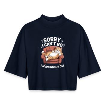 Lustige Hauskatze - Boxy Frauen Recyceltes 1/2 Sleeved T-Shirt by Stanley/Stella - Navy - Vorne - AI Model Female 172 light (172cm)