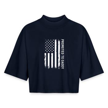 Promoted To Daddy US Flag Proud Dad - Boxy Women's Recycled 1/2 Sleeved T-Shirt by Stanley/Stella - navy - Front - AI Model Female 172 light (172cm)