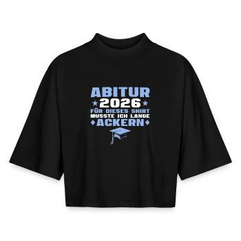 Examen d’Abitur réussi, Abitur Diplomation 2026 - T-shirt femme coupe boxy recyclé manches mi-longues Stanley/Stella - noir - Devant - AI Model Female 172 light (172cm)