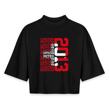 ÉDITION LIMITÉE 2013 SUISSE 13E ANNIVERSAIRE - T-shirt femme coupe boxy recyclé manches mi-longues Stanley/Stella - noir - Devant - AI Model Female 172 light (172cm)