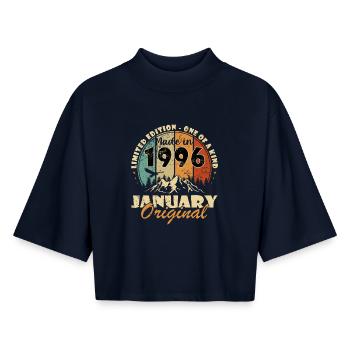 1996 January Original Vintage Logo - Boxy Women's Recycled 1/2 Sleeved T-Shirt by Stanley/Stella - navy - Front - AI Model Female 172 light (172cm)