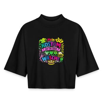 Shrovetide - Carnaval - Remplacement de costume - Expression - T-shirt femme coupe boxy recyclé manches mi-longues Stanley/Stella - noir - Devant - AI Model Female 172 light (172cm)