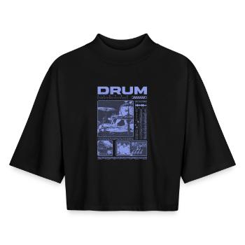 Rock Drummer Drum Player Streetwear - Boxy Women's Recycled 1/2 Sleeved T-Shirt by Stanley/Stella - black - Front - AI Model Female 172 light (172cm)