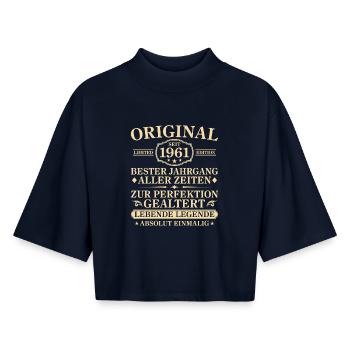 65th Birthday Absolutely Unique 1961 Vintage - Boxy Women's Recycled 1/2 Sleeved T-Shirt by Stanley/Stella - navy - Front - AI Model Female 172 light (172cm)