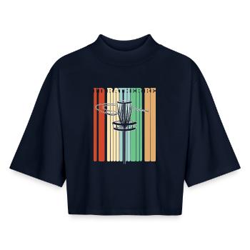 I'd Rather Be Playing Disc Golf - Boxy Women's Recycled 1/2 Sleeved T-Shirt by Stanley/Stella - navy - Front - AI Model Female 172 light (172cm)