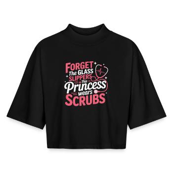 Prinzessin Scrubs Look - Boxy Frauen Recyceltes 1/2 Sleeved T-Shirt by Stanley/Stella - Schwarz - Vorne - AI Model Female 172 light (172cm)