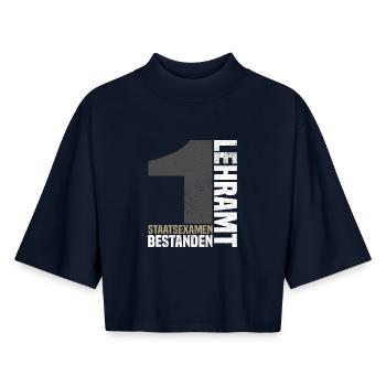 1st State Examination in Teaching - Boxy Women's Recycled 1/2 Sleeved T-Shirt by Stanley/Stella - navy - Front - AI Model Female 172 light (172cm)