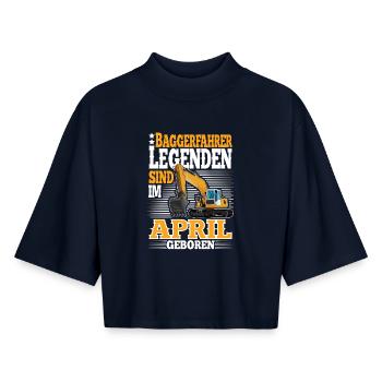 Excavator Driver Birthday April - Boxy Women's Recycled 1/2 Sleeved T-Shirt by Stanley/Stella - navy - Front - AI Model Female 172 light (172cm)
