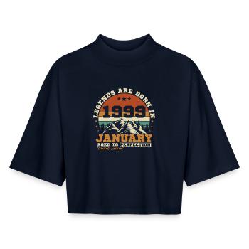 Januar 1999 Vintage-Retro-Geburtstagsgeschenk - Boxy Frauen Recyceltes 1/2 Sleeved T-Shirt by Stanley/Stella - Navy - Vorne - AI Model Female 172 light (172cm)