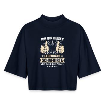 dictons de berger - T-shirt femme coupe boxy recyclé manches mi-longues Stanley/Stella - marine - Devant - AI Model Female 172 light (172cm)