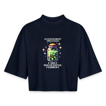 Ferment successful | Fermentation & Storage - Boxy Women's Recycled 1/2 Sleeved T-Shirt by Stanley/Stella - navy - Front - AI Model Female 172 light (172cm)