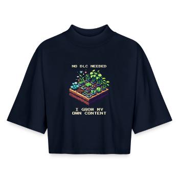 No DLC needed | Self-catering garden - Boxy Women's Recycled 1/2 Sleeved T-Shirt by Stanley/Stella - navy - Front - AI Model Female 172 light (172cm)