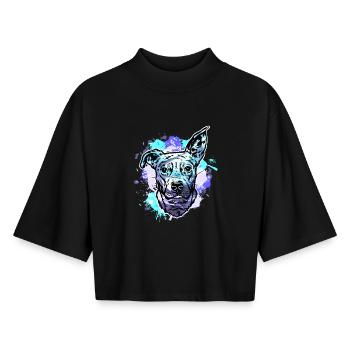Beagle bull cross - Boxy Frauen Recyceltes 1/2 Sleeved T-Shirt by Stanley/Stella - Schwarz - Vorne - AI Model Female 172 light (172cm)