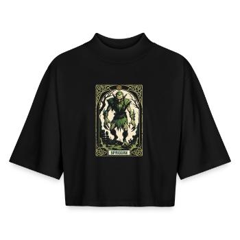 Créatures mythologiques Spriggan - T-shirt femme coupe boxy recyclé manches mi-longues Stanley/Stella - noir - Devant - AI Model Female 172 light (172cm)