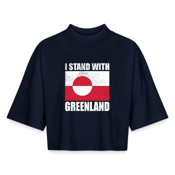 Je soutiens le Groenland - T-shirt femme coupe boxy recyclé manches mi-longues Stanley/Stella - marine - Devant - AI Model Female 172 light (172cm)